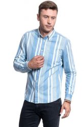 KOSZULA MĘSKA WRANGLER LS 1 PKT BDOWN SHIRT LIGHT INDIGO W5A33HX4E 112130007. Niebieskie koszule męskie Wrangler, m, bez wzorów, bez kołnierzyka, bez ramiączek. Za 129.90 zł.
