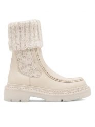 Badura Botki OVAR-23AW111 Beżowy. Brązowe botki damskie Badura, bez wzorów, ze skóry, bez obcasa, na płaskiej podeszwie, bez zapięcia. Za 429.99 zł.