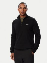 BOSS Sweter Kn_Ever-X Qz BOSS-50556146 Czarny Regular Fit. Czarne swetry męskie Boss, m, bez wzorów, z bawełny, bez kołnierzyka, bez ramiączek. Za 679.99 zł.