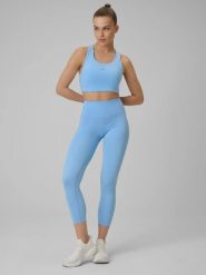Legginsy fitness 7/8 z wysokim stanem i kieszonką. Fioletowe legginsy damskie 4F, l, bez wzorów, z dzianiny, z podwyższonym stanem, na fitness i siłownię. Za 119.99 zł.