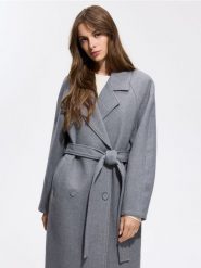 Dwurzędowy płaszcz oversize - szary. Szare płaszcze damskie Reserved, l, bez wzorów, z tkaniny, bez kołnierzyka, bez kaptura. Za 299.99 zł.
