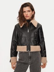 Sisley Kurtka z imitacji skóry 2YJVLN04W Czarny Regular Fit. Czarne kurtki damskie Sisley, bez wzorów, ze skóry, bez kaptura. Za 519.99 zł.