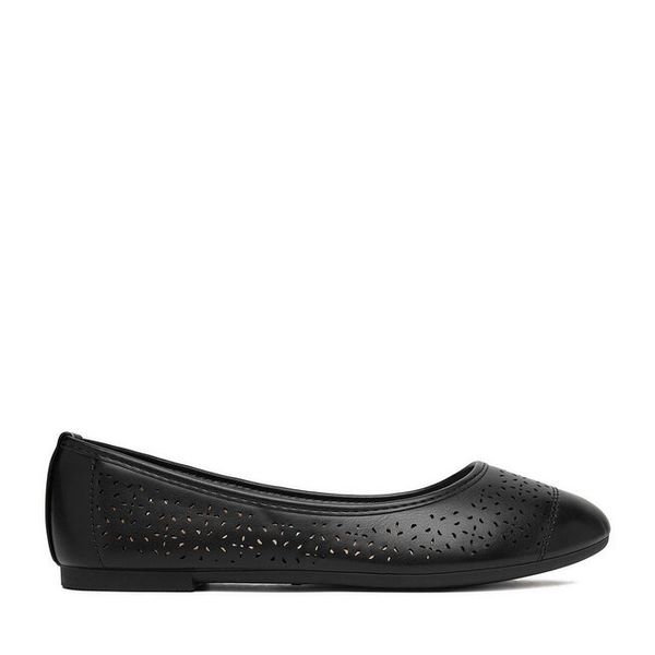 Baleriny JENNY. Czarne balerinki damskie Jenny, bez wzorów, bez obcasa, bez zapięcia. Za 59.99 zł.