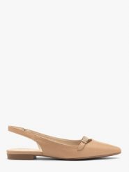 Beżowe baleriny slingback ZOE. Brązowe balerinki damskie Ryłko, bez wzorów, z gumy, bez obcasa, na płaskiej podeszwie, bez zapięcia. Za 329.99 zł.
