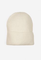 Jasnobeżowa Czapka z Metaliczną Nicią i Wywinięciem Temivra. Brązowe czapki damskie Renee, bez wzorów, z jeansu, eleganckie. Za 34.99 zł.