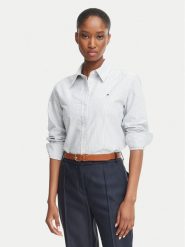 Tommy Hilfiger Koszula WW0WW46111 Szary Relaxed Fit. Szare koszule damskie Tommy Hilfiger, bez wzorów, z bawełny, bez kołnierzyka, bez ramiączek. Za 409.99 zł.