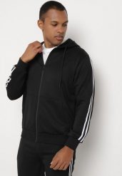 Czarna Bluza z Kapturem Zapinana na Suwak z Wsuwanymi Kieszeniami Viasia. Czarne bluzy męskie Born2be, m, bez wzorów, z jeansu, z kapturem. Za 49.99 zł.