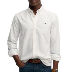 Koszula z długim rękawem Superdry Preppy Oxford. Białe koszule męskie Superdry, s, bez wzorów, z bawełny, klasyczne, bez kołnierzyka, bez ramiączek. Za 293.85 zł.