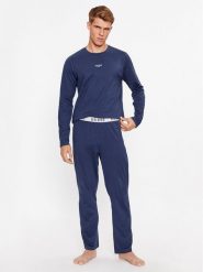 Guess Piżama U2BX00 KBZG0 Niebieski Regular Fit. Niebieskie piżamy męskie Guess, m, z aplikacjami, z bawełny, bez kołnierzyka, bez ramiączek. Za 249.99 zł.