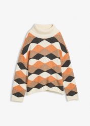 Sweter z golfem. Brązowe swetry nierozpinane damskie bonprix, bez wzorów, bez kołnierzyka, bez ramiączek. Za 119.99 zł.