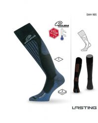 Skarpety merino SWH. Brązowe skarpetki damskie LASTING, bez wzorów, z elastanu. Za 150.40 zł.