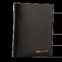 WINGS Męski portfel ze skóry koziej Black. Czarne portfele męskie Wings, bez wzorów, z materiału. Za 89.90 zł.