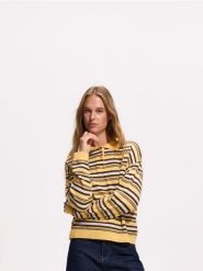 Sweter polo w paski - wielobarwny. Swetry nierozpinane damskie Reserved, l, bez wzorów, z dzianiny, bez kołnierzyka, bez ramiączek. Za 129.99 zł.