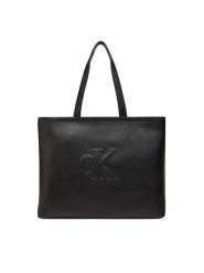 Calvin Klein Jeans Torebka Sculpted Slim Tote LV04K3070G Czarny. Czarne shopperki damskie Calvin Klein Jeans, bez wzorów, z jeansu, bez dodatków. Za 369.99 zł.
