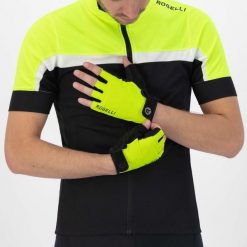 Rękawiczki rowerowe męskie Rogelli CORE. Żółte rękawiczki męskie Rogelli, na lato, bez wzorów, z materiału. Za 45.00 zł.