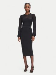 Elisabetta Franchi Sukienka dzianinowa AM-53B-67E2-V460 Czarny Slim Fit. Czarne sukienki damskie Elisabetta Franchi, bez wzorów, z dzianiny, bez kołnierzyka, bez ramiączek. Za 1,969.00 zł.