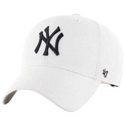 Czapka Z Daszkiem MLB New York Yankees. Białe czapki damskie 47 Brand, na lato, bez wzorów, z materiału. Za 99.99 zł.