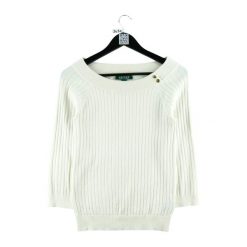 Second life - Damski biały sweter - Jak nowy. Białe swetry nierozpinane damskie Ralph Lauren, l, bez wzorów, eleganckie, bez kołnierzyka, bez ramiączek. Za 114.98 zł.