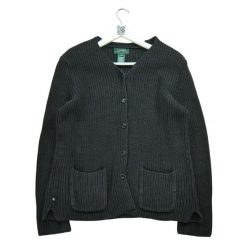 Second life - Damski sweter jedwabny - Stan bardzo dobry. Czarne kardigany damskie Ralph Lauren, m, bez wzorów, z jedwabiu, eleganckie, bez kołnierzyka. Za 85.16 zł.