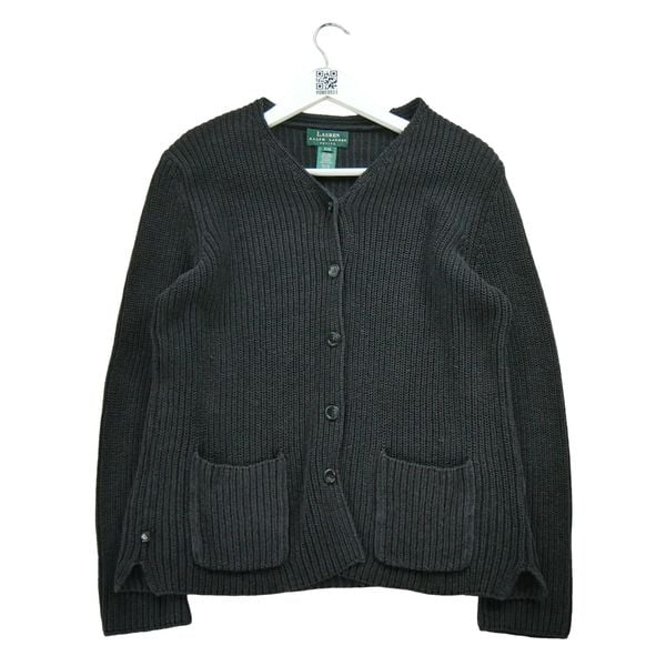 Second life - Damski sweter jedwabny - Stan bardzo dobry. Czarne kardigany damskie Ralph Lauren, m, bez wzorów, z jedwabiu, eleganckie, bez kołnierzyka. Za 85.16 zł.