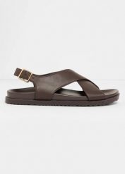 Sandały z wygodną wkładką. Brązowe sandały damskie bonprix, bez wzorów, bez obcasa, bez zapięcia. Za 119.99 zł.