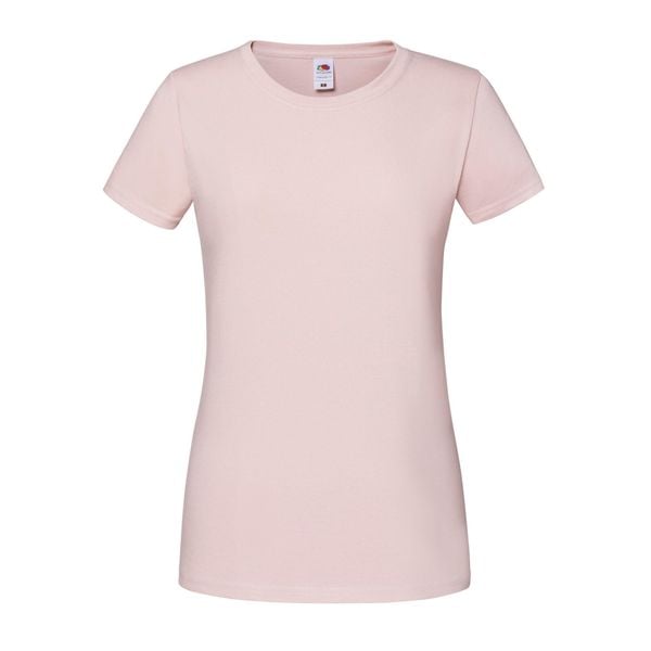 Koszulka Damska Iconic 195 Premium Ringspun Cotton T-shirt. Czerwone bluzki damskie fruit of the loom, m, bez wzorów, sportowe, bez kołnierzyka, bez ramiączek. Za 31.99 zł.