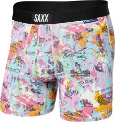 SAXX Bokserki męskie szybkoschnące SAXX VIBE Boxer Brief - Parki Narodowe - różowy S. Czerwone bokserki męskie Saxx, bez wzorów. Za 103.99 zł.