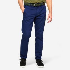 Spodnie do golfa chino męskie męskie Inesis MW500. Niebieskie eleganckie spodnie męskie INESIS, bez wzorów, z bawełny, sportowe. W wyprzedaży za 69.99 zł.