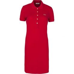 Sukienka Lacoste. Czerwone sukienki damskie Lacoste, z aplikacjami, z bawełny, bez kołnierzyka, bez ramiączek. Za 199.00 zł.