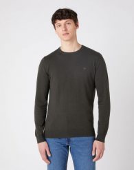 MĘSKI SWETER WRANGLER CREW KNIT ROSIN GREEN W8A02PXWY 112132354. Zielone swetry męskie Wrangler, m, bez wzorów, bez kołnierzyka, bez ramiączek. Za 139.99 zł.