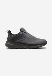 Jasnoszare Lekkie Buty Sportowe Sznurowane z Wstawką z Boku Randia. Szare buty sportowe męskie Born2be, bez wzorów, bez zapięcia. Za 129.99 zł.