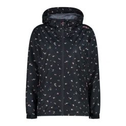 Damska kurtka wodoodporna CMP. Czarne kurtki sportowe damskie CMP, bez wzorów, bez ramiączek, bez kaptura, trekkingowe. Za 356.00 zł.