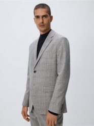 Marynarka slim fit w kratę - brązowy. Brązowe garnitury męskie Reserved, bez wzorów, z tkaniny. Za 359.99 zł.