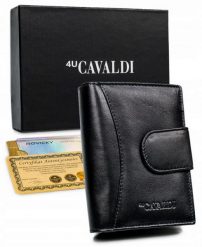 Portfel damski 4U Cavaldi RD-09-GCL czarny. Czarne portfele damskie 4U Cavaldi, ze skóry. Za 69.99 zł.