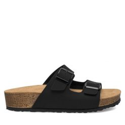 Klapki Inblu. Czarne klapki damskie Inblu, bez wzorów, bez obcasa, bez zapięcia. Za 119.99 zł.