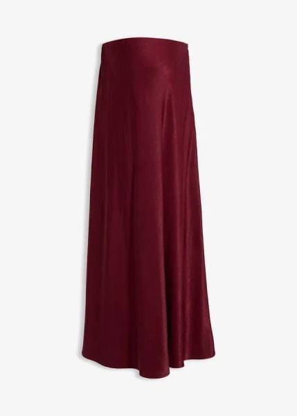 Spódnica ciążowa z satyny. Czerwone spódnice damskie bonprix, bez wzorów, z satyny, moda ciążowa, midi. Za 89.99 zł.