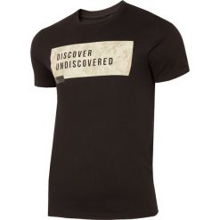 T-shirt męski TSM005 - głęboka czerń. T-shirty męskie 4F, m, bez wzorów, z jersey, bez kołnierzyka, bez ramiączek. W wyprzedaży za 34.99 zł.