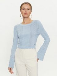 Guess Sweter Adaline W4GR08 Z2U00 Błękitny Regular Fit. Niebieskie swetry nierozpinane damskie Guess, m, z aplikacjami, z wiskozy, bez kołnierzyka, bez ramiączek. Za 199.99 zł.