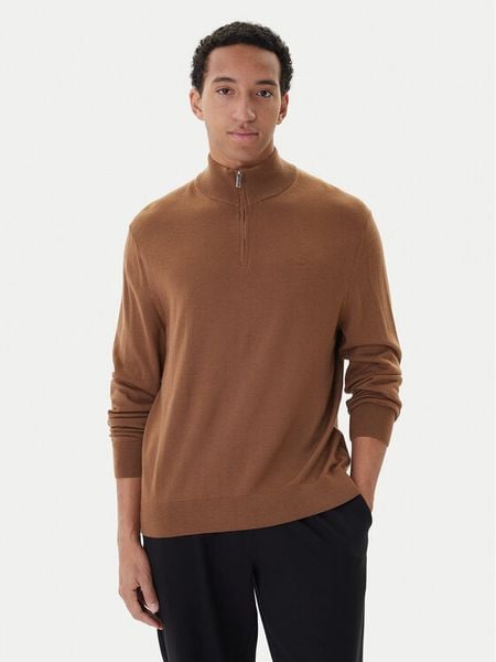 Calvin Klein Golf LV04LD318G Brązowy Regular Fit. Brązowe swetry męskie Calvin Klein, m, bez wzorów, z wełny, bez kołnierzyka, bez ramiączek. Za 599.99 zł.