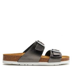Klapki Dr. Brinkmann. Szare klapki damskie Dr. Brinkmann, bez wzorów, bez obcasa, bez zapięcia. Za 139.99 zł.