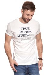 MUSTANG T SHIRT Printed Tee CLOUD DANCER 1007075 2020. Białe t-shirty męskie Mustang, m, bez wzorów, bez kołnierzyka, bez ramiączek. Za 69.99 zł.