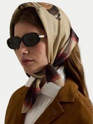 Polo Ralph Lauren Apaszka 455P04665001 Beżowy. Brązowe rękawiczki damskie Polo Ralph Lauren, bez wzorów, z wełny. Za 529.99 zł.