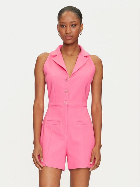 Morgan Kombinezon 241-SHIWI.F Różowy Regular Fit. Czerwone sukienki damskie Morgan, bez wzorów, z syntetyku, bez kołnierzyka, bez ramiączek. Za 249.99 zł.