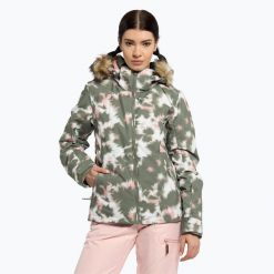 Kurtka snowboardowa damska ROXY Jet Ski. Zielone kurtki sportowe damskie Roxy, s, bez wzorów, bez ramiączek, bez kaptura, snowboardowy. W wyprzedaży za 703.50 zł.