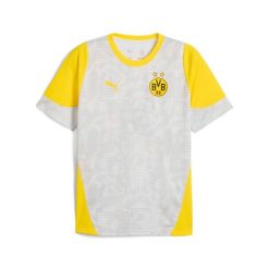Strój treningowy Borussia Dortmund 2025/26. Szare koszulki sportowe męskie Puma, bez wzorów, bez ramiączek, do piłki nożnej. Za 242.21 zł.