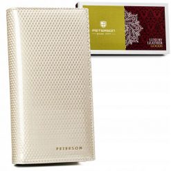 Portfel skórzany Peterson PTN 421431-SBR beżowy. Brązowe portfele damskie Peterson, ze skóry. Za 117.99 zł.