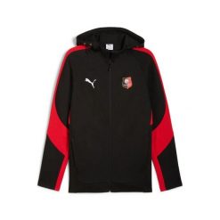 Kurtka dresowa z kapturem Stade Rennais Evostripe. Czarne kurtki sportowe męskie Puma, l, bez wzorów, z dresówki, z kapturem, na fitness i siłownię. Za 337.60 zł.