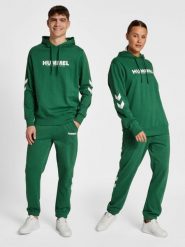 Bluza z logo Hummel Legacy. Zielone bluzy damskie Hummel, na wiosnę, m, bez wzorów, z bawełny, klasyczne, bez ramiączek, z kapturem. Za 182.70 zł.