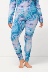 Damskie Funkcyjne legginsy narciarskie wzór marmurkowy z recyklingu. Niebieskie legginsy damskie Ulla Popken, bez wzorów, z elastanu. Za 223.99 zł.