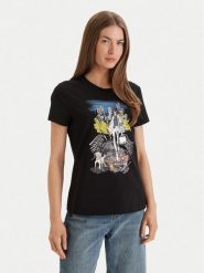 DKNY T-Shirt P61M0WNA Czarny Regular Fit. Czarne t-shirty damskie DKNY, m, bez wzorów, z bawełny, bez kołnierzyka, bez ramiączek. Za 389.99 zł.
